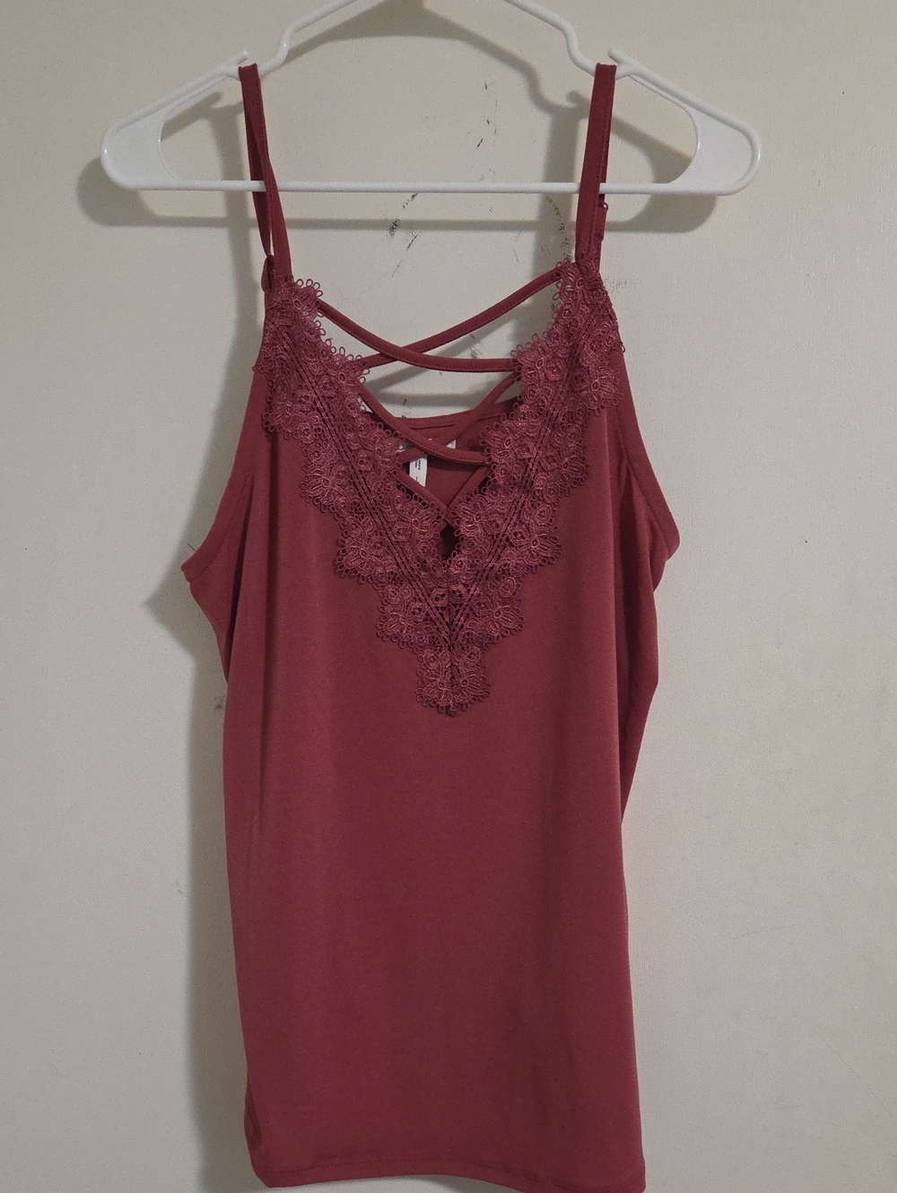 Maurices Dusty Rose Lace-Trim Crisscross Cami